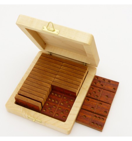 Double-Six Dominos in Maple and Padauk with Maple Wood Case
