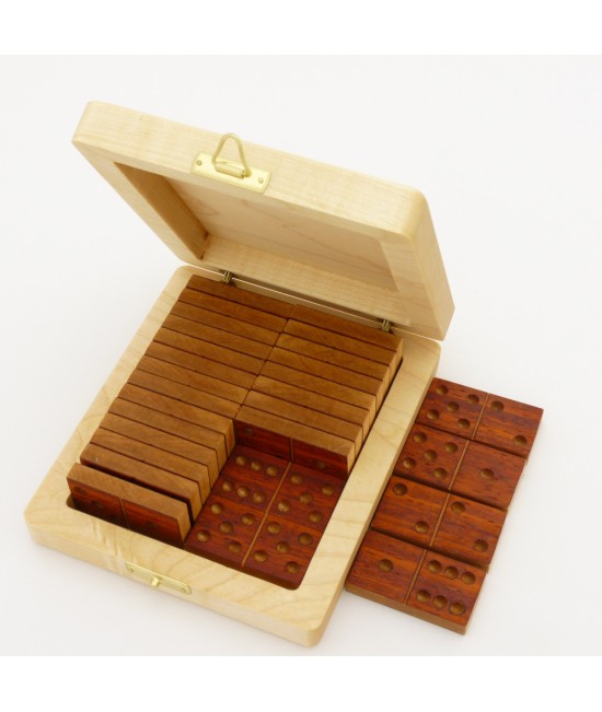 Double-Six Dominos in Maple and Padauk with Maple Wood Case