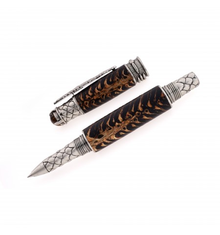 Dragon Style Rollerball Pen in Spruce Cone and Black Resin