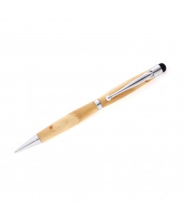 Slimline Style Ballpoint Pen with Stylus Tip in Yellow Cedar Burl