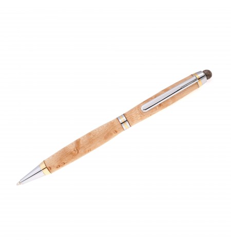 Tetra Style Ballpoint Pen with Stylus Tip in Birdseye Maple